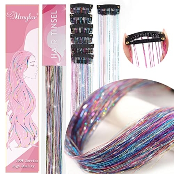Colorful 20 Inch Hair Tinsel Extensions Pack of 12