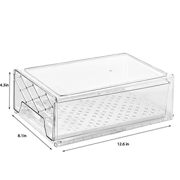 Fridge Organizer Bins Stackable BPA-free for Kitchen Storage