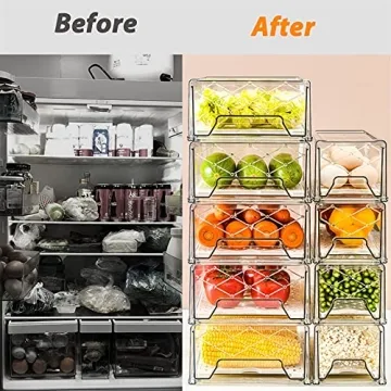 Fridge Organizer Bins Stackable BPA-free for Kitchen Storage