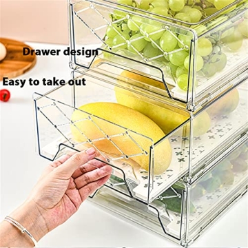 Fridge Organizer Bins Stackable BPA-free for Kitchen Storage