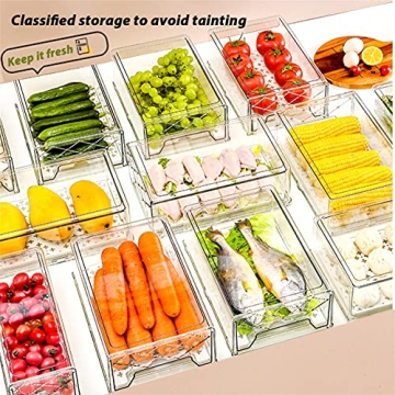 Fridge Organizer Bins Stackable BPA-free for Kitchen Storage