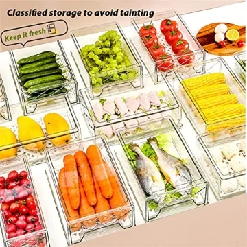 Fridge Organizer Bins Stackable BPA-free for Kitchen Storage