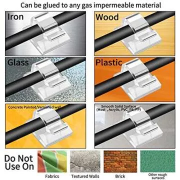 50pcs Adhesive Cable Clips, Transparent, Wire Clips, Car Cable Organizer, Cable Holder, Cable Wire Management, Cable Holder for Car, Office and Home（Included M Size and L Size Cable Clips