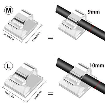 50pcs Adhesive Cable Clips, Transparent, Wire Clips, Car Cable Organizer, Cable Holder, Cable Wire Management, Cable Holder for Car, Office and Home（Included M Size and L Size Cable Clips