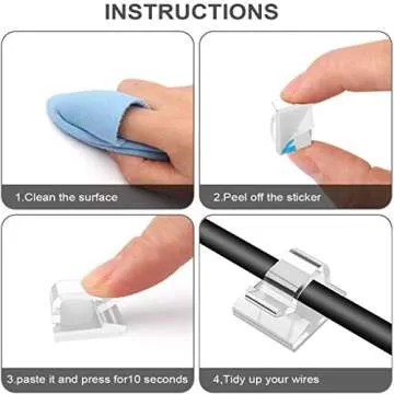 50pcs Adhesive Cable Clips, Transparent, Wire Clips, Car Cable Organizer, Cable Holder, Cable Wire Management, Cable Holder for Car, Office and Home（Included M Size and L Size Cable Clips