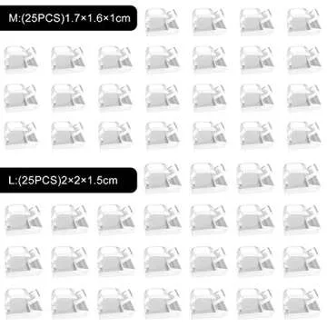 50pcs Adhesive Cable Clips, Transparent, Wire Clips, Car Cable Organizer, Cable Holder, Cable Wire Management, Cable Holder for Car, Office and Home（Included M Size and L Size Cable Clips