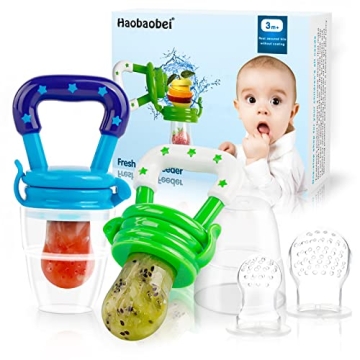 Baby Fruit Feeder/Food Feeder Pacifier for Babies (2 Pack) - HAOBAOBEI Mesh Teethers for Babies, Inf...