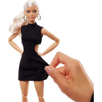 Barbie Basics Model 02 Collector Doll with Blonde Hair, Black Mini Dress & Gladiator Boots, Universal-fit Fashions, Posable Body & Swappable Doll Head