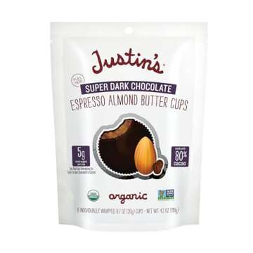 Justin's Organic Super Dark Espresso Almond Butter Cups, Rainforest Alliance Certified Cocoa, Gluten...