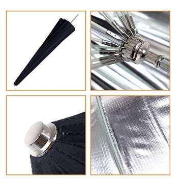 HappyGo 65 Inch Parabolic Deep Umbrella with Diffuser Cover for Photo Studio Flash Speed Light,16-fibreglass Rib Black Silver Reflective Umbrella,Photography Umbrella and Diffuser, S155