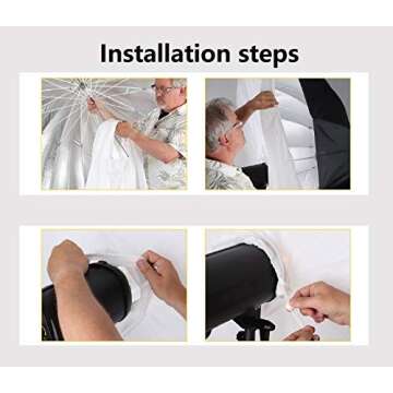 HappyGo 65 Inch Parabolic Deep Umbrella with Diffuser Cover for Photo Studio Flash Speed Light,16-fibreglass Rib Black Silver Reflective Umbrella,Photography Umbrella and Diffuser, S155