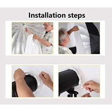 HappyGo 65 Inch Parabolic Deep Umbrella with Diffuser Cover for Photo Studio Flash Speed Light,16-fibreglass Rib Black Silver Reflective Umbrella,Photography Umbrella and Diffuser, S155