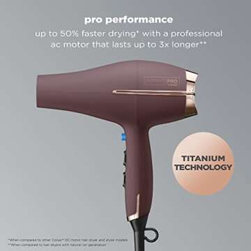 INFINITIPRO BY CONAIR Hair Dryer with Diffuser | AC Motor Pro Hair Dryer with Ceramic Technology | Includes Diffuser and Concentrator | Plum - Amazon Exclusive | Packaging May Vary