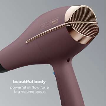 INFINITIPRO BY CONAIR Hair Dryer with Diffuser | AC Motor Pro Hair Dryer with Ceramic Technology | Includes Diffuser and Concentrator | Plum - Amazon Exclusive | Packaging May Vary