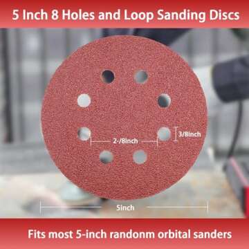 100PCS Sanding Discs 5 Inch 8 Holes, Sander Pads Hook and Loop Sandpaper for Random Orbital Sanders 120/240/320/600/800 Grits