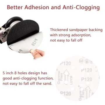 100PCS Sanding Discs 5 Inch 8 Holes, Sander Pads Hook and Loop Sandpaper for Random Orbital Sanders 120/240/320/600/800 Grits