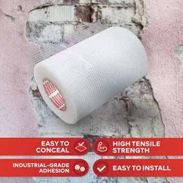 XFasten Drywall Repair Mesh Tape - 6-Inch X 90-Foot Mesh Tape for Drywall Repair, Fiberglass Drywall Patch Hole, Heavy Duty Wall Repair Mesh Spackle Tape, Wall Crack and Seam Repair Joint Tape