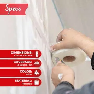 XFasten Drywall Repair Mesh Tape - 6-Inch X 90-Foot Mesh Tape for Drywall Repair, Fiberglass Drywall Patch Hole, Heavy Duty Wall Repair Mesh Spackle Tape, Wall Crack and Seam Repair Joint Tape