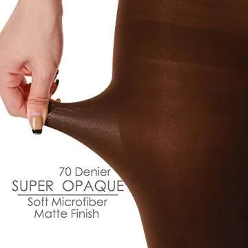G&Y 2 Pairs Semi Opaque Tights for Women - 70D Microfiber Control Top Pantyhose (Medium, Black & Brown)