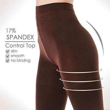 G&Y 2 Pairs Semi Opaque Tights for Women - 70D Microfiber Control Top Pantyhose (Medium, Black & Brown)