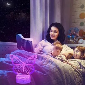 Butterfly 3D Illusion Lamp - Kids Bedside Lamp with 16 Color Changing Remote Control - Birthday Gift for Girls