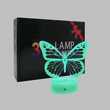 Butterfly 3D Illusion Lamp - Kids Bedside Lamp with 16 Color Changing Remote Control - Birthday Gift for Girls