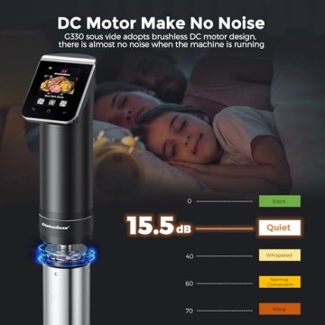 KitchenBoss WIFI Sous Vide Cooker: Ultra-Quiet Sous-vide Cooking Machine 1100 Watts Stainless Steel Immersion Circulator for Kitchen with TFT Preset Recipes, Black