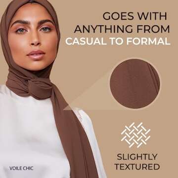 VOILE CHIC Premium Chiffon Hijab Scarf for Women - Non-Slip Islamic Head Scarf Wrap Hijabs - Mocha Brown