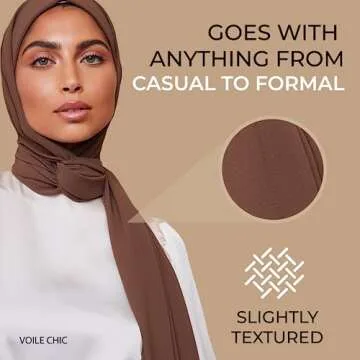 VOILE CHIC Premium Chiffon Hijab Scarf for Women - Non-Slip Islamic Head Scarf Wrap Hijabs - Mocha Brown