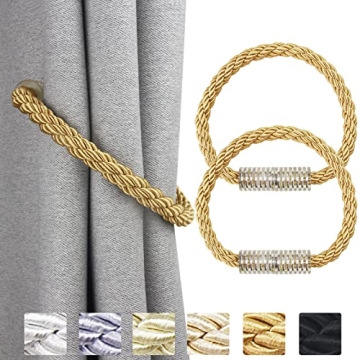 Nieffeiy 2pack Strong Magnetic Curtain Tiebacks Decorative Rope Holdbacks Convenient Ties Backs for ...