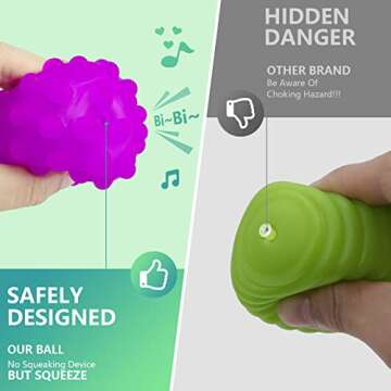 ROHSCE Sensory Ball for Babies 6 to 12 Months, Baby Balls for Toddlers 1-3 Massage Stress Relief, Textured Multi Sensory Balls Gift Sets, Montessori Sensory Toys 6 Spikey Squeeze Ball for Infant Kids