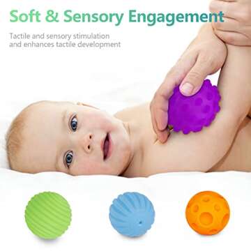 ROHSCE Sensory Ball for Babies 6 to 12 Months, Baby Balls for Toddlers 1-3 Massage Stress Relief, Textured Multi Sensory Balls Gift Sets, Montessori Sensory Toys 6 Spikey Squeeze Ball for Infant Kids