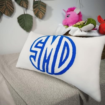 Custom Wedding Monogram Punch Needle Pillow