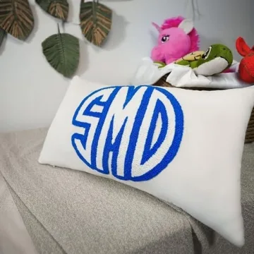 Custom Wedding Monogram Punch Needle Pillow