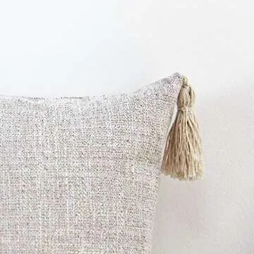 JOJUSIS Farmhouse Boho Pillow Covers with Tassels