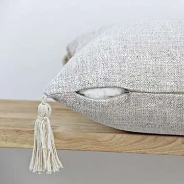 JOJUSIS Farmhouse Boho Pillow Covers with Tassels