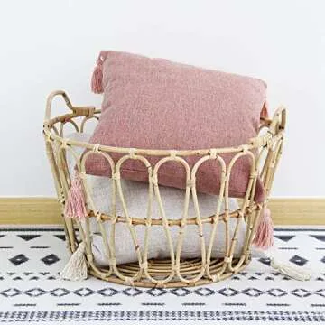 JOJUSIS Farmhouse Boho Pillow Covers with Tassels