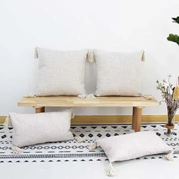JOJUSIS Farmhouse Boho Pillow Covers with Tassels
