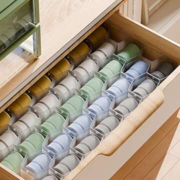 Kocuos Honeycomb Separator Adjustable Drawer Organizer Divider for Underwear Belt-Scarf Socks Organizer (White(4pcs))
