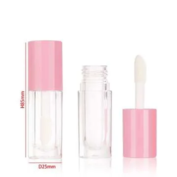 COSIDEA 14pcs Empty 6ml big brush lip gloss tubes for DIY lip gloss,Pink round lipgloss containers c...