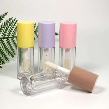 COSIDEA 14pcs Empty 6ml big brush lip gloss tubes for DIY lip gloss,Pink round lipgloss containers cute lipgloss tubes bulk wholesale