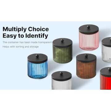 KMwares Stylish Glass Q-tip Holder Dispenser Set