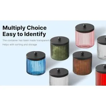 KMwares Stylish Glass Q-tip Holder Dispenser Set