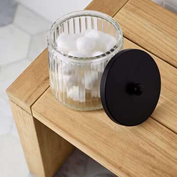 KMwares Stylish Glass Q-tip Holder Dispenser Set