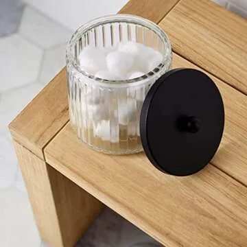 KMwares Stylish Glass Q-tip Holder Dispenser Set