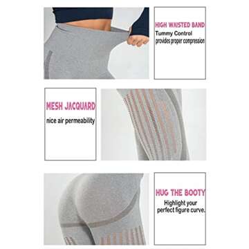 Redqenting High Waisted Seamless Leggings for Women Tummy Control, Squat Proof Workout Yoga Pants Gray