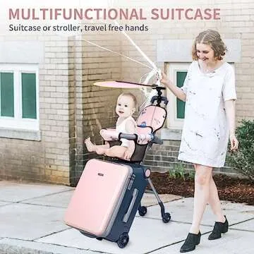 LemoHome Expandable Luggage with Spinner Wheels,Large Suitcases with Child Seat Design,Hard Luggage for Women and Men,20 inch Hardside Carry on Luggage for Travel (Pink)