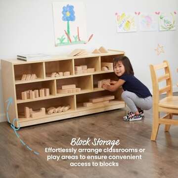 ECR4Kids Mobile Block Storage Cart for Classroom and Playroom