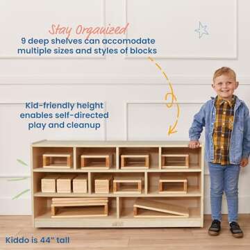 ECR4Kids Mobile Block Storage Cart for Classroom and Playroom