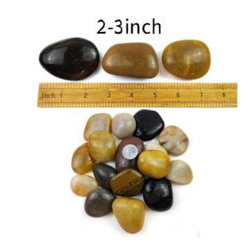 SHIZWU 5LB Mixed Color River Rocks - 2-3 inch High Polished Decorative Pebbles for Landscaping